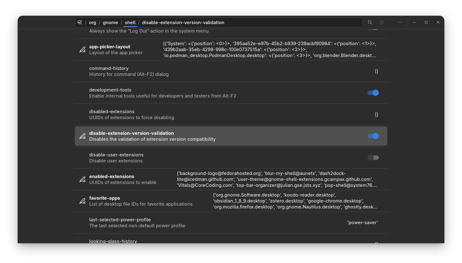 dconf setting