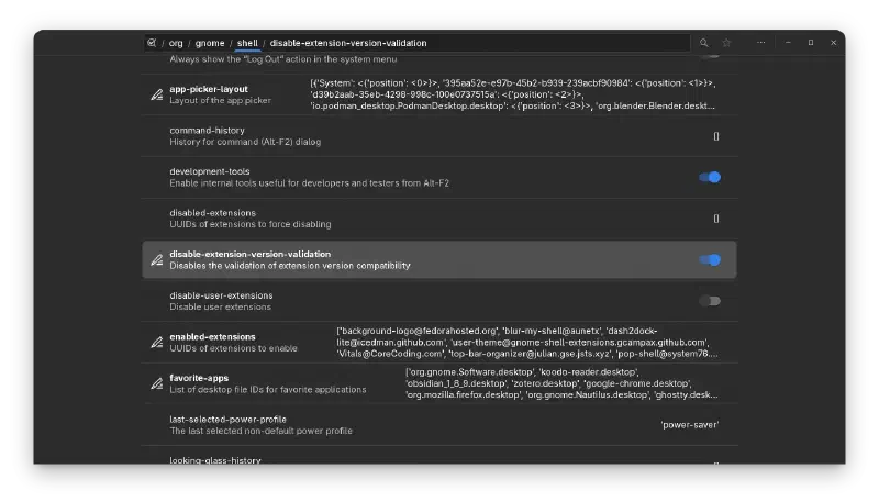 dconf setting